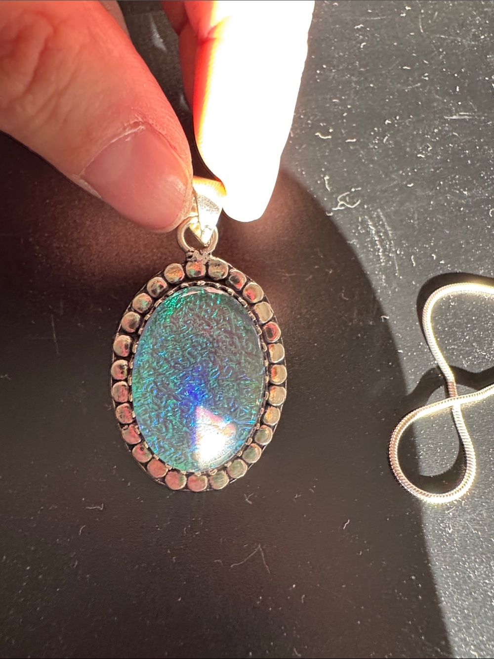 Triplet Opal .925 sterling silver necklace